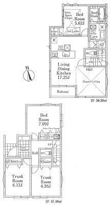 間取り図 4LDK対応住宅　2LDK＋2トランクルーム（6.1帖・6.2帖）