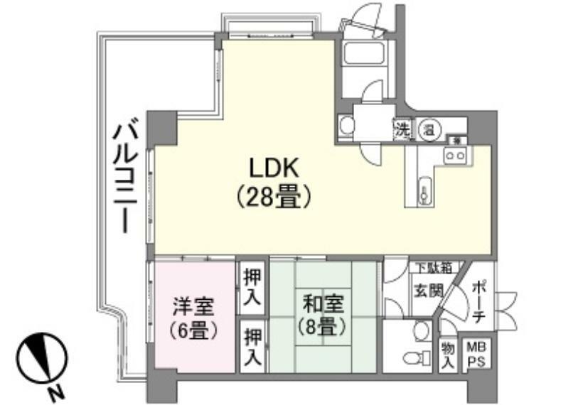 クアライフ御宿(2LDK) 8階の間取り