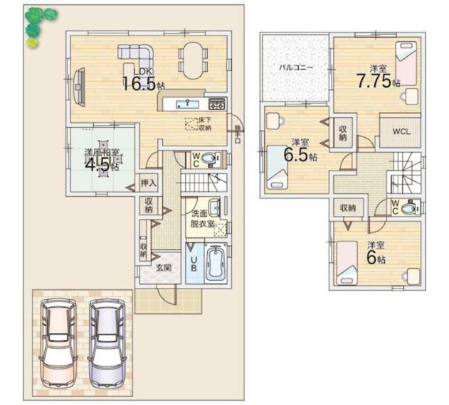 間取り図 小野市天神町23期　全2邸　2号棟　間取り図