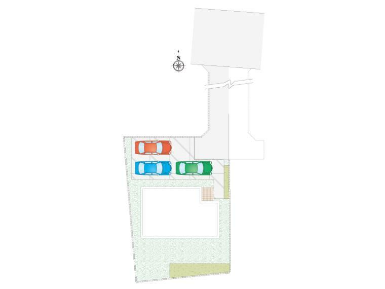 区画図 神戸字西（全10区画）2号棟:土地面積は91坪以上！駐車スペースも並列で3台可能です！休日には、広いお庭でバーベキューや家庭菜園を楽しむのもいいですね！