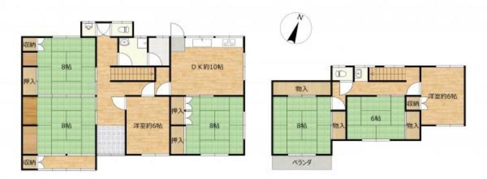 間取り図 【間取り図】7DKの豊富な部屋数が魅力です。2階にもトイレがありますので家族の多い方でも安心ですね。