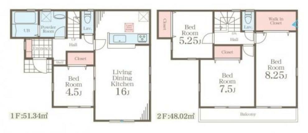 間取り図 【間取り図:4LDK】大型WICや全居室収納など設計士拘りの間取りになっております。