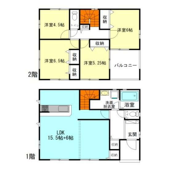 間取り図 リビングゆったり21.5帖！ 間仕切り対応で4LDK→5LDKに変更可能！