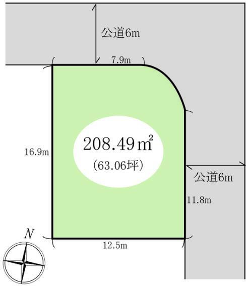 区画図 敷地面積60坪超え!!土地として注文住宅のご検討はいかがですか。