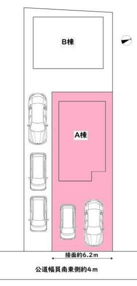 区画図 敷地面積:133.51平米　お車は2台駐車可能です（車種による）