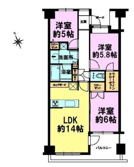 間取り図 3LDKの魅力的な間取り！LDKはゆったりとした空間で、ご家族との団らん時間が、より一層充実したものになりますね！家族との仲が深まり、自然と笑顔が増えそうです！