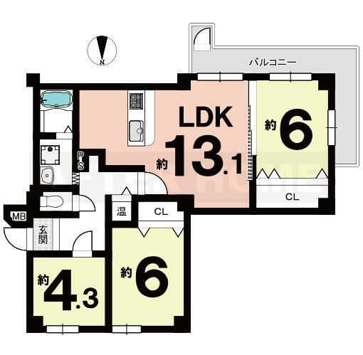 マンハイム桂(3LDK) 4階の間取り