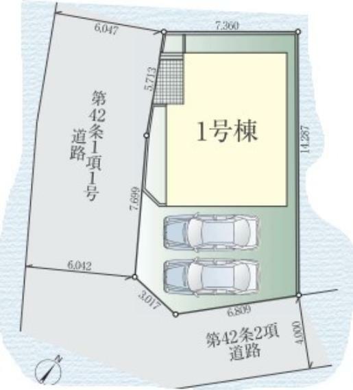 区画図 駐車スペースは2台分確保予定。