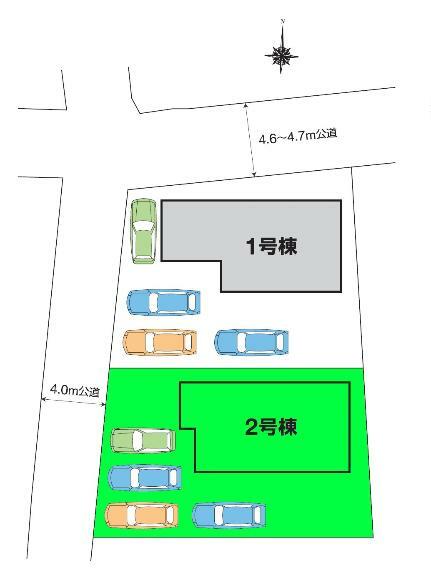区画図 カースペースは4台駐車可能