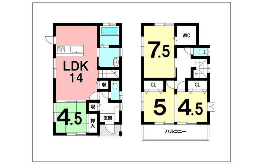 間取り図 4LDK、オール電化【建物面積91.08m2（27.55坪）】
