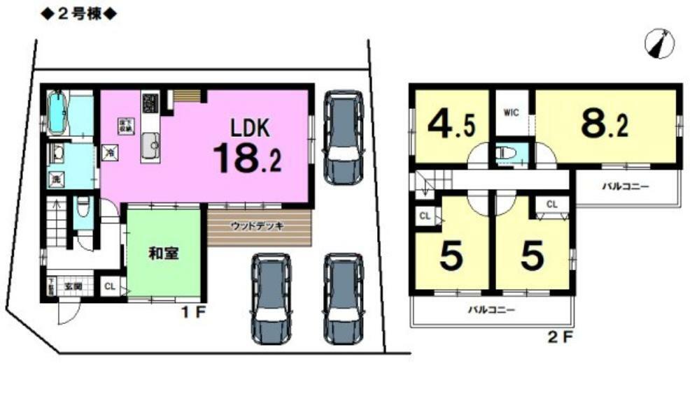 間取り図 広々5LDKの一戸建て！ 駐車スペースには3台駐車可能！