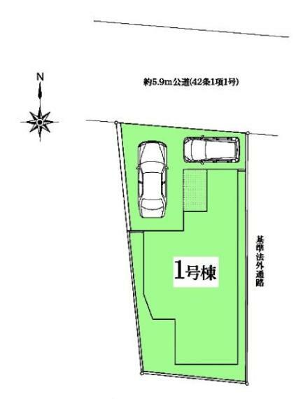 区画図 敷地面積:102.55平米　お車は2台駐車可能です（車種による）