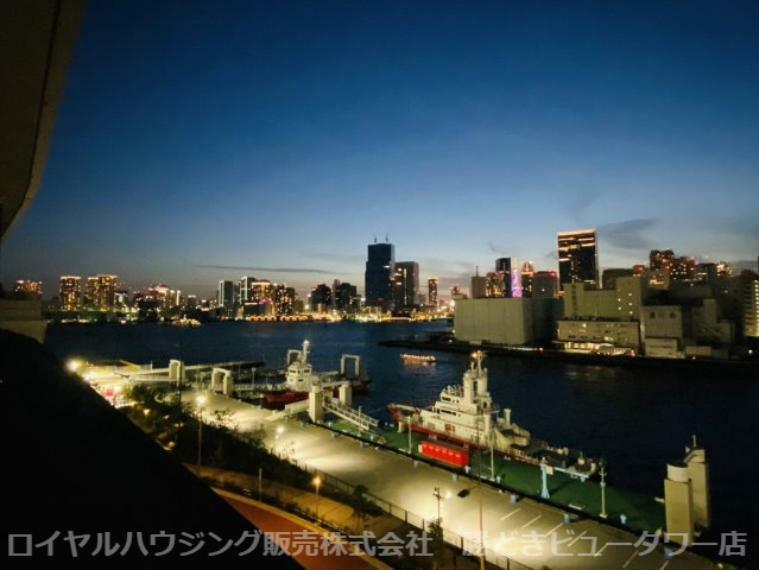 眺望 北西向き、朝潮運河を眼下に東京タワーを 望むお部屋位置！（夜景）