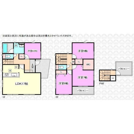 間取り図 全室が2面採光で風通りが良く、明るい陽が差し込む間取りになっています。