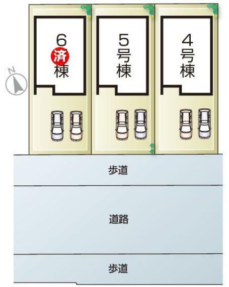 区画図 加古川市別府町新野辺北町第6　全3邸　4号棟　区画図