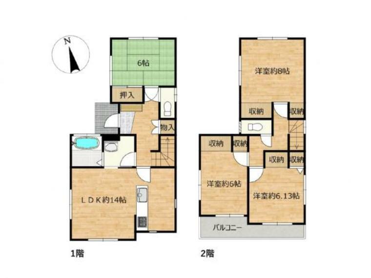 間取り図 【リフォーム中】間取図　4LDKの間取りです。2階に洋室が3部屋あり、寝室や子ども部屋を作ることができます。