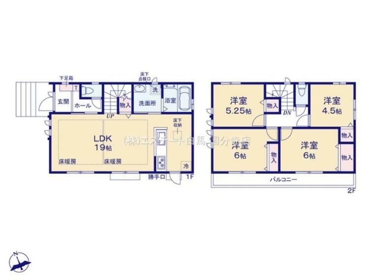 間取り図 リビング階段の間取りです