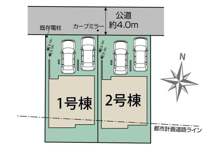 土地図面 全2棟:落ち着きのある閑静な住宅街です＾＾