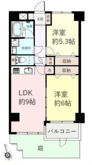 間取り図 ■専用庭10.56平米付き！2LDK新規リフォーム済みマンション！