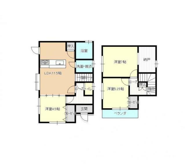 間取り図 【リフォーム後間取り図】3SLDK。1階の和室は洋室へと間取り変更予定です。