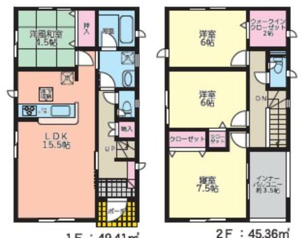 間取り図 3号棟:キッチン裏に和室がある間取りは、お子様のお昼寝中も気になる音が遮断される安心の間取り。