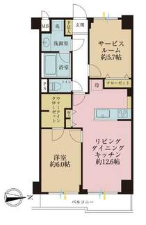 1SLDK、専有面積57.75平米、バルコニー面積5.50平米