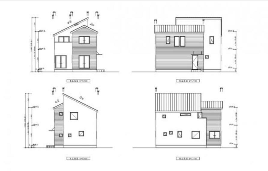 間取り図・図面 （建物プラン例）立面図、屋根の形状もよく分かります。