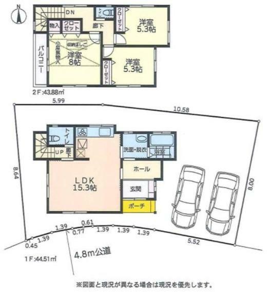 間取り図 中古の戸建3LDKは、近隣との距離があり、騒音問題が起きにくいのがメリットです。2人又は3人家族にとって、丁度良い空間で、価格も経済的です。3部屋あることで寝室や書斎、子供部屋にすることも可能です。