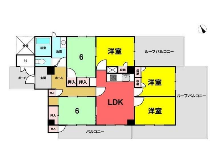 5LDKと部屋数が多く、ルーフバルコニーは30m2以上。仕事部屋や家族の個室など、様々な用途に対応できそうです。