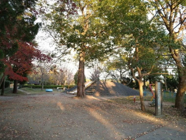公園 高野公園 子どもがどこにいるか把握できるサイズの公園でありながら、十分楽しめる公園です。 鉄棒、ブランコ、変形すべり台、砂場があります。