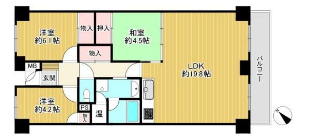 間取り図 【間取り】3LDKです。LDKは約19.8帖あり広々住空間です。