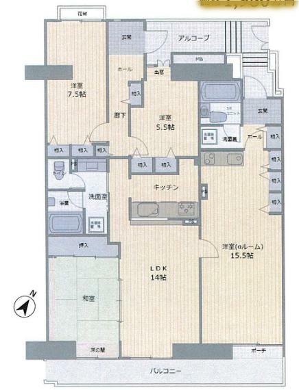 間取り図 玄関も2箇所　2世帯住宅にも対応可能なマンションです。専有面積もゆとりの123平米
