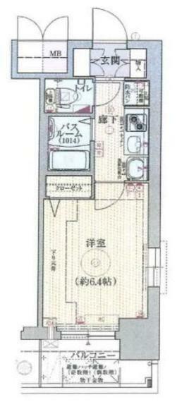 エステムプラザ神戸水木通グランクロス(1K) 7階の間取り