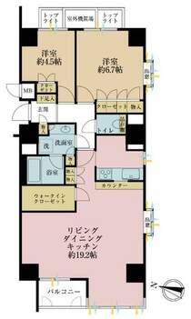 2LDK、専有面積74.35平米、バルコニー面積3.32平米