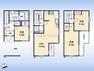 間取り図 木造3階建て。2階にLDK。洋室3室。各部屋に収納有。2、3階にバルコニー。