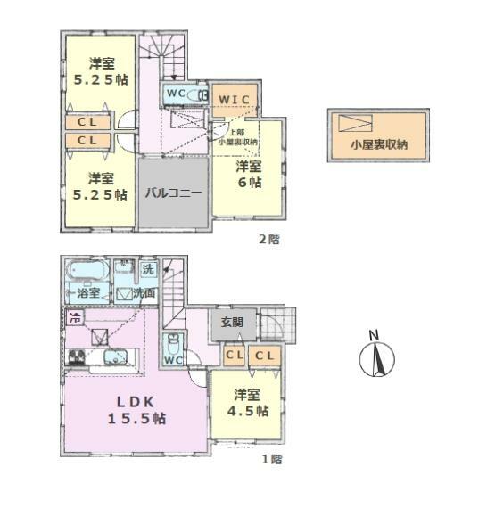 間取り図 ■建物面積:98.82平米2階建て4LDK＋小屋裏収納付き新築戸建