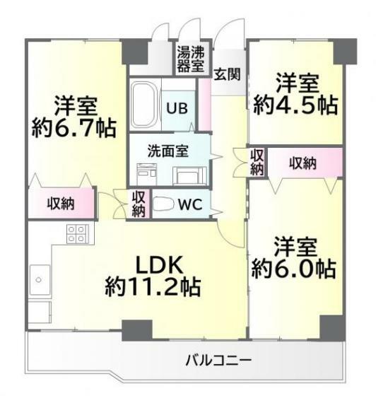 上杉パークマンション(3LDK) 4階の間取り