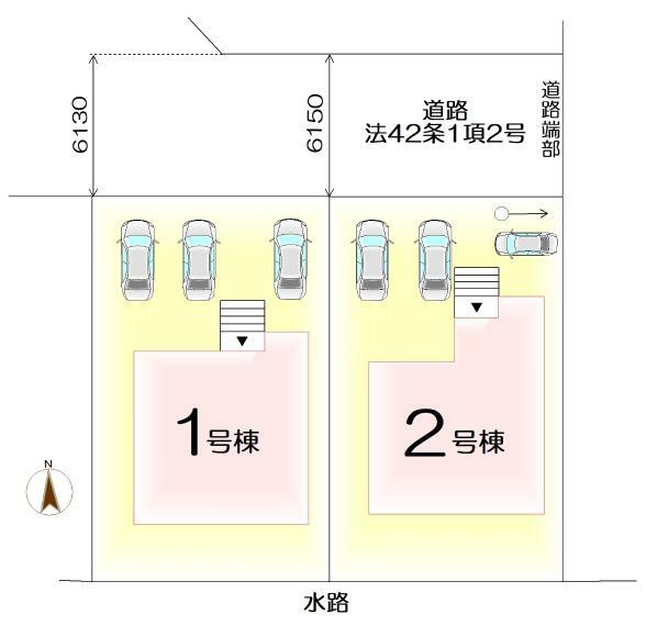 区画図 【1号棟】駐車3台分可能です！