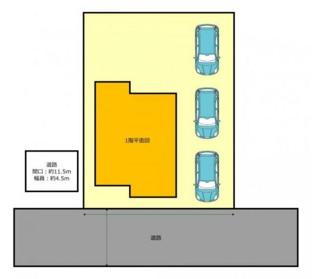 区画図 敷地図です。3台駐車可能です。