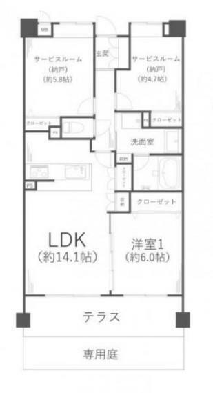 間取り図 【間取り図:1LDK＋2S】（※3LDKとして利用可能）　広々リビング収納や各居室収納など収納豊富な間取りになっております。