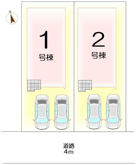 区画図 【2号棟】駐車2台分可能です！