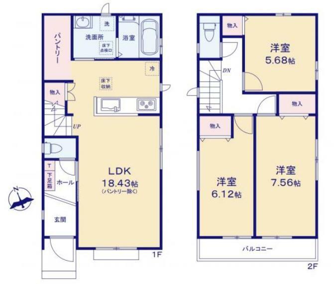 間取り図 充実した設備が満載で住みやすい一戸建住宅