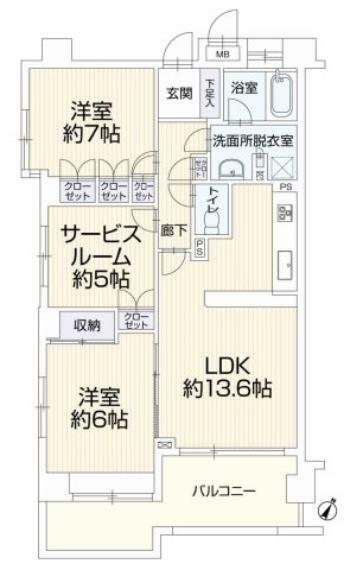 間取り図 2LDKの中古マンションは、経済的に経済的な価格の物件です。リビングルームで家族団らんの時間が過ごせ、間仕切りで隔てた2部屋は、寝室や書斎、子供部屋など、目的に応じて、使えることがメリットです。