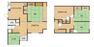 間取り図 1階と2階に居室が3部屋ずつの6DKの間取りです。