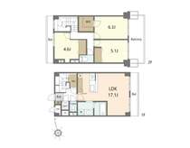 12・13階のメゾネット住戸！LDKはゆとりある17帖超全居室収納有です！