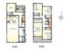 間取り図 開放的な対面式のペニンシュラキッチン。1階の4.5帖は独立した設計、将来的に寝室などにも使えて便利！