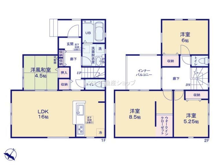 間取り図 廊下を中心とする生活の利便性が重視された間取りの住宅です。 和室4.5帖は客間としても。