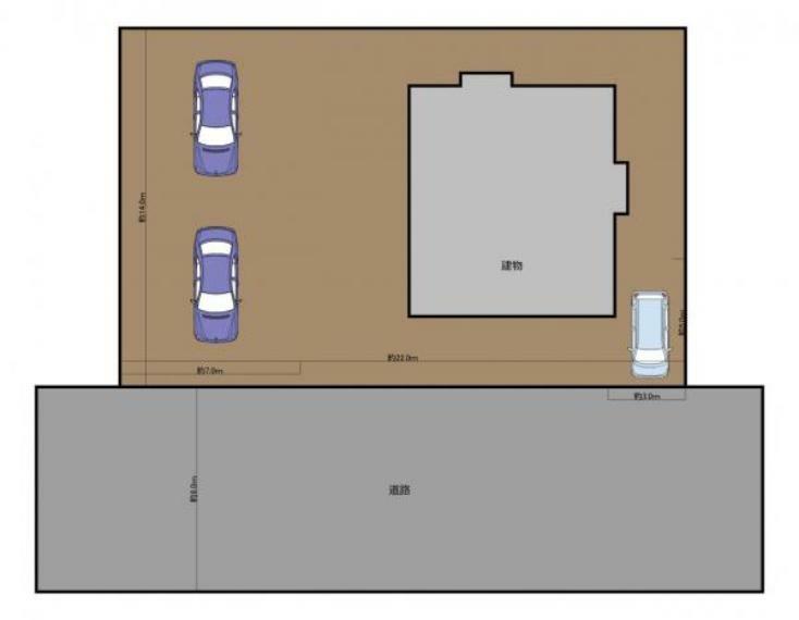 区画図 【区画図】縦列で駐車可能です。前面道路は約6mありますので、駐車やすれ違いがしやすいですね。