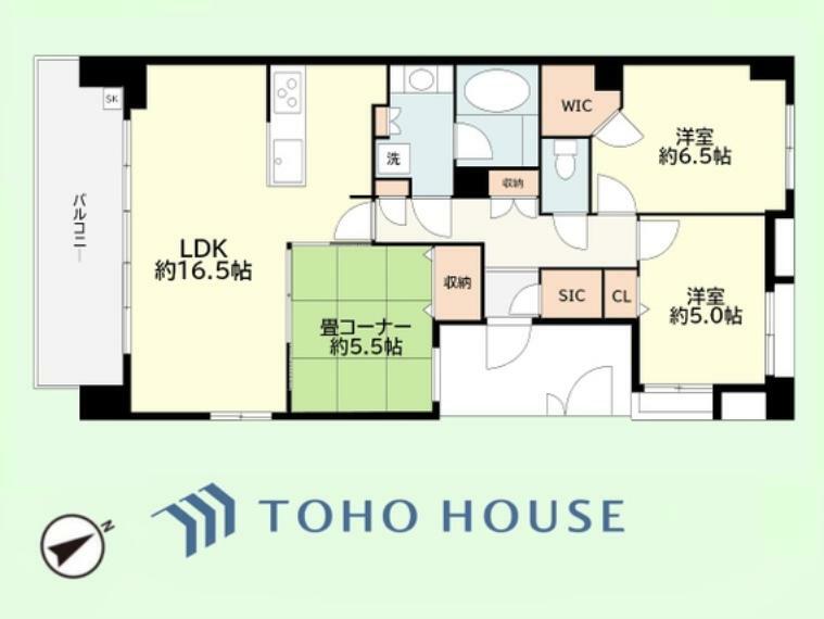 間取り図 3LDK　専有面積75.06平米、バルコニー面積10.93平米