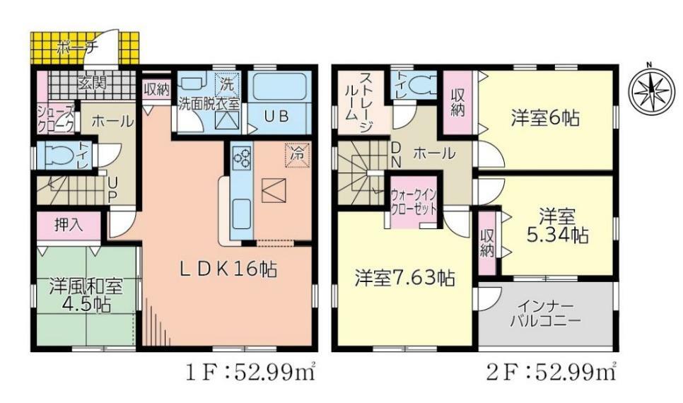間取り図 【3号棟間取り図】4LDK＋WIC＋ストレージルーム＋SIC　建物面積105.98平米（32.11坪）